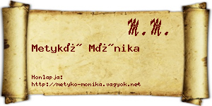 Metykó Mónika névjegykártya